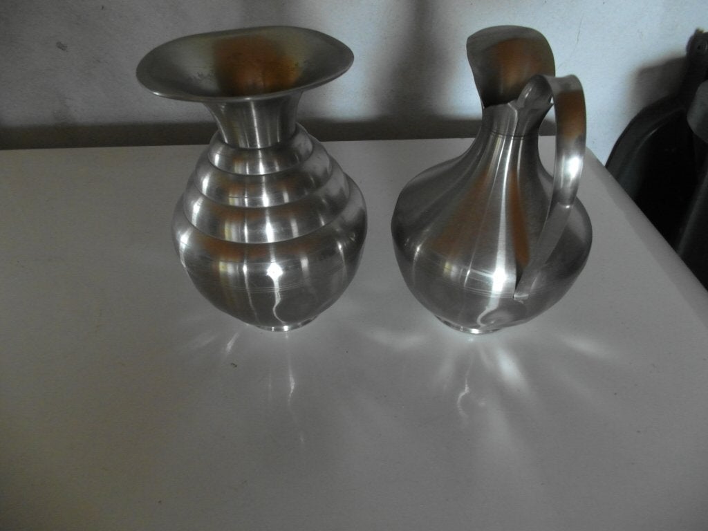 Tinnen vaas + (schenk)kan, Ophalen of Verzenden