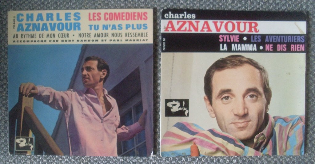 Charles Aznavour - 2 EP's (eventueel ook los te koop), Gebruikt, 7 inch, Ophalen of Verzenden, EP