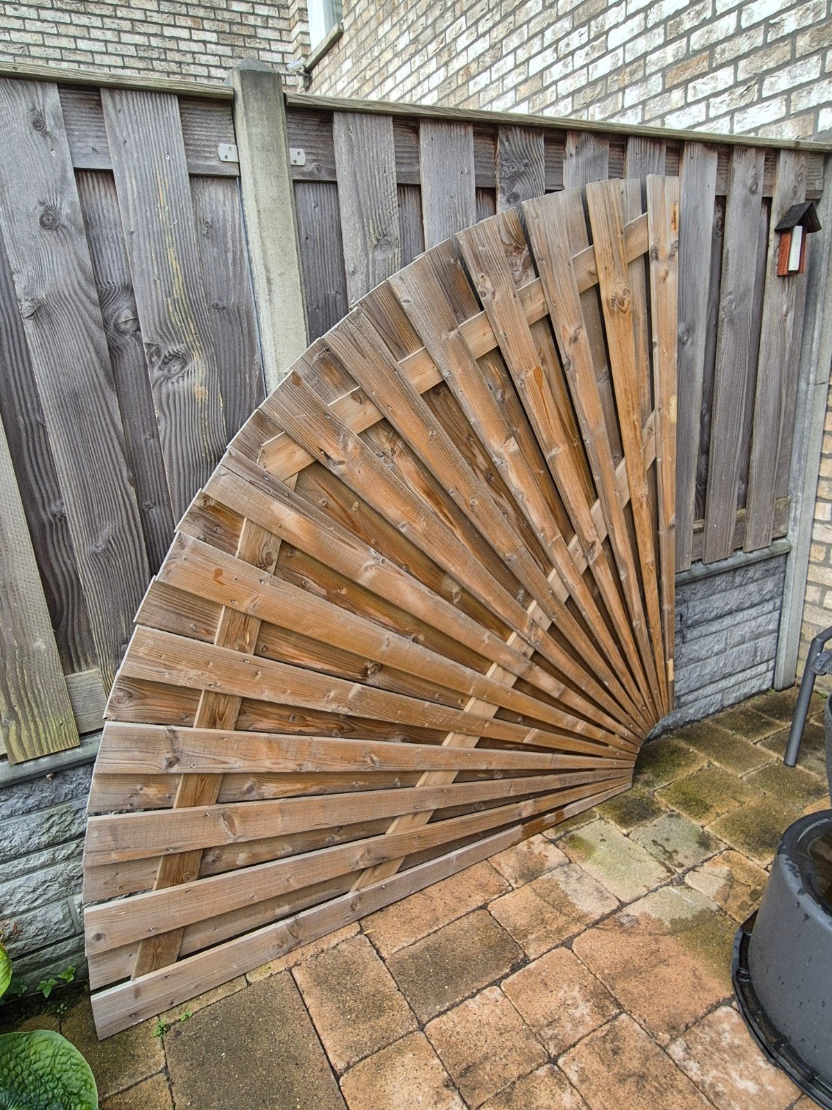 Dubbel waaierscherm geïmpregneerd vuren 180x180, Ophalen, Gebruikt, Hout, Tuinhek
