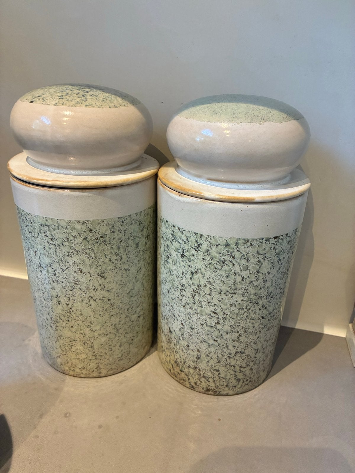 HKliving voorraadpotten set van 2 - Groen/Crème, Ophalen, Groen, Gebruikt, Modern