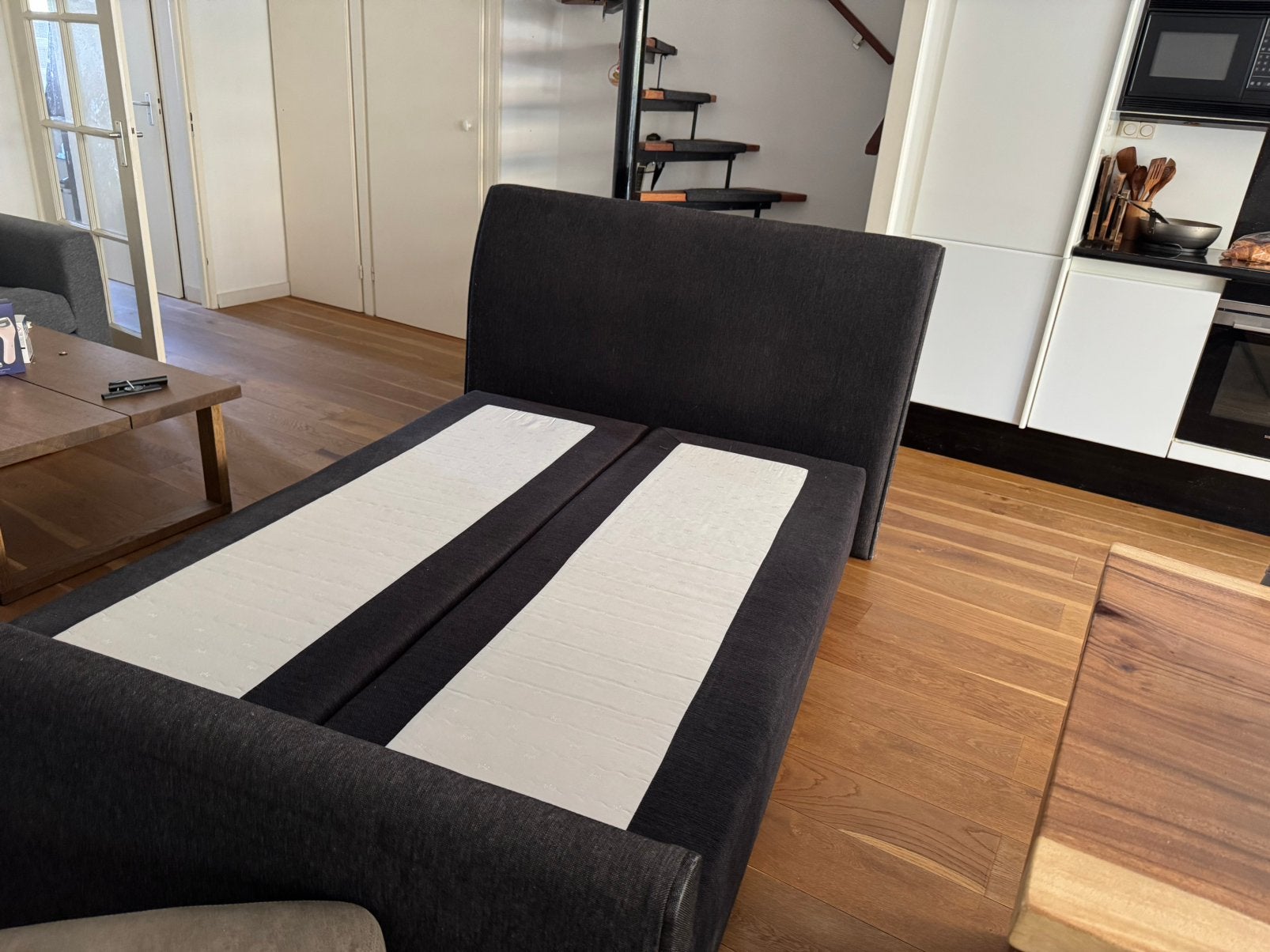 Boxspring 2 persoons zwart, Ophalen, Zwart, Tweepersoons, 140 cm