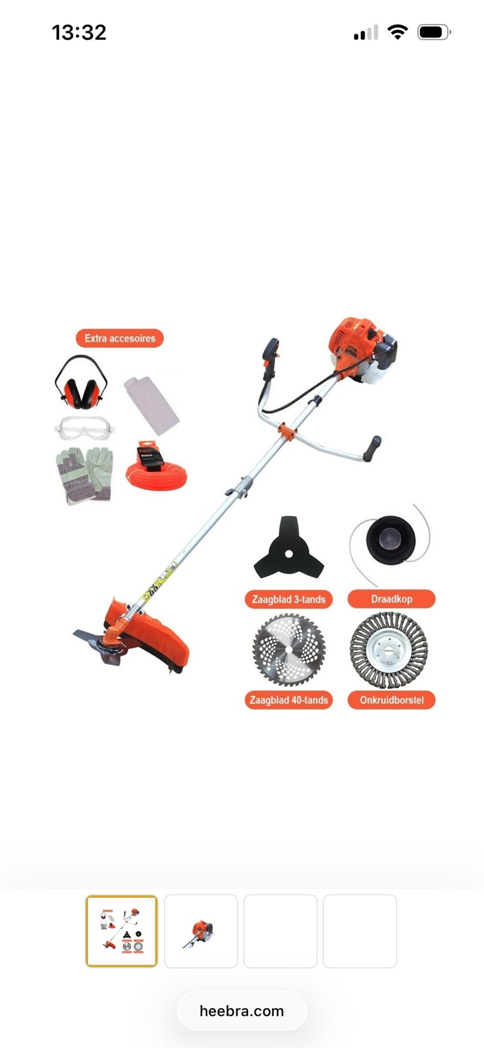 Kibani 4 in 1Benzine Bosmaaier met opzettenstukken., Ophalen, Nieuw, 30 tot 50 cm, Benzine