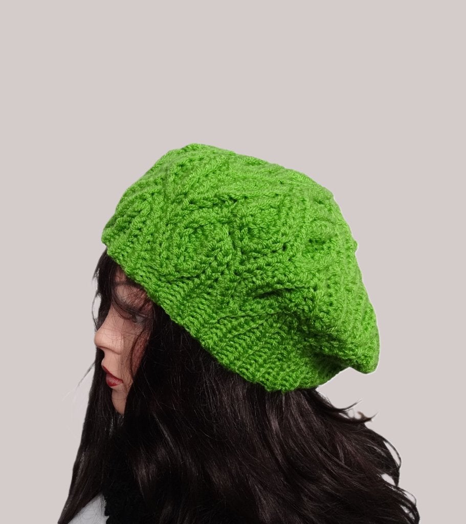 baret grasgroen, Maat 38/40 (M), Verzenden, Nieuw, Handgemaakt
