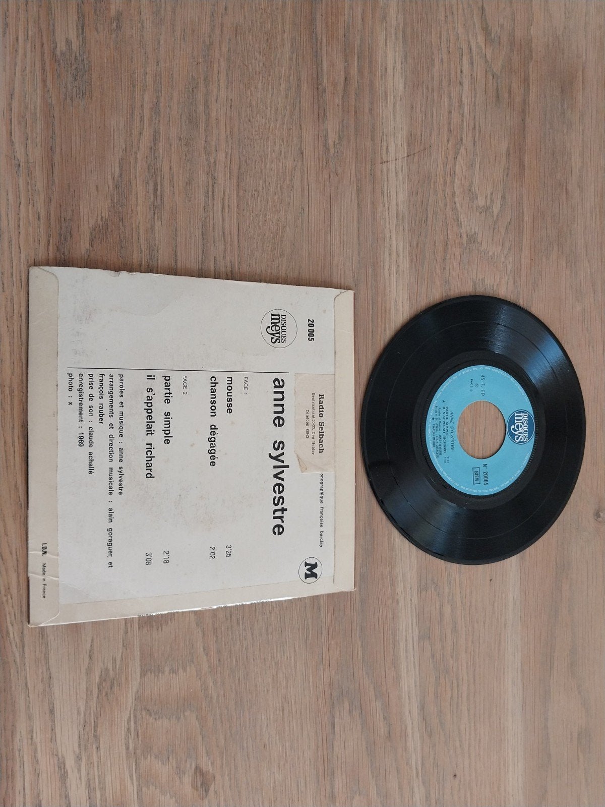 Anne Sylvestre - Mousse Chanson Dégagée EP (1969), Cd's en Dvd's, Vinyl Singles, Gebruikt, Overige genres, 7 inch, Ophalen of Verzenden