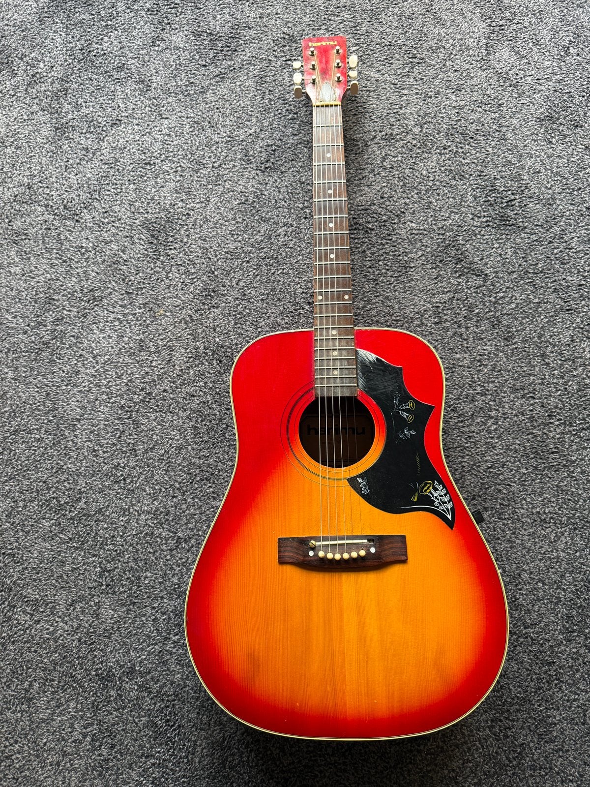 HARIMU HUMMINGBIRD COPY SUNBURST JAPAN, Muziek en Instrumenten, Snaarinstrumenten | Gitaren | Akoestisch, Ophalen, Gebruikt, Western- of Steelstringgitaar