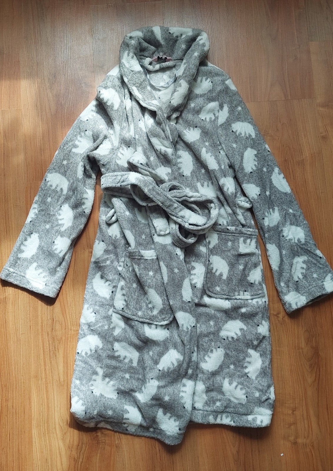 Hunkemöller badjas fleece grijs maat M/L, Hunkemöller, Ophalen of Verzenden, Gedragen, Maat 36 (S)