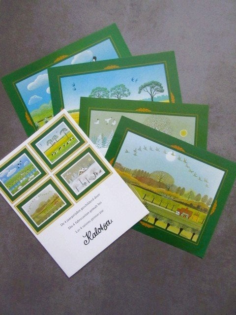 De 4 jaargetijden geschilderd door Kalotsa, Ophalen of Verzenden, Minder dan 50 cm, Schilderij, Minder dan 50 cm