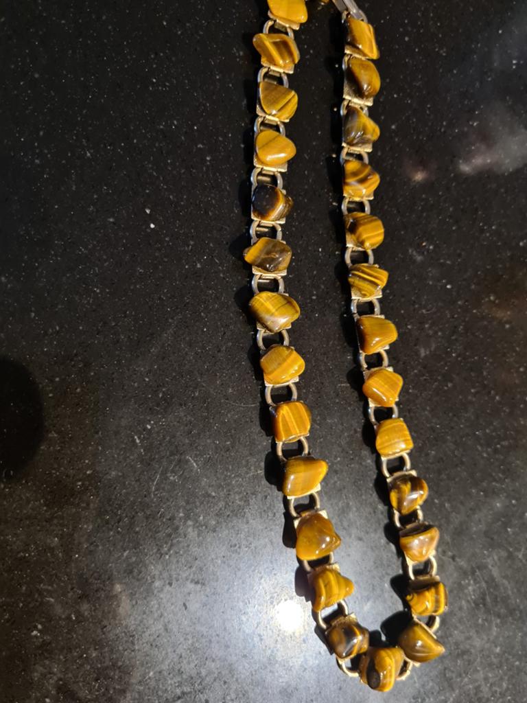 Tijgeroog armband/ketting, Overige materialen, Gebruikt, Bruin, Ophalen of Verzenden