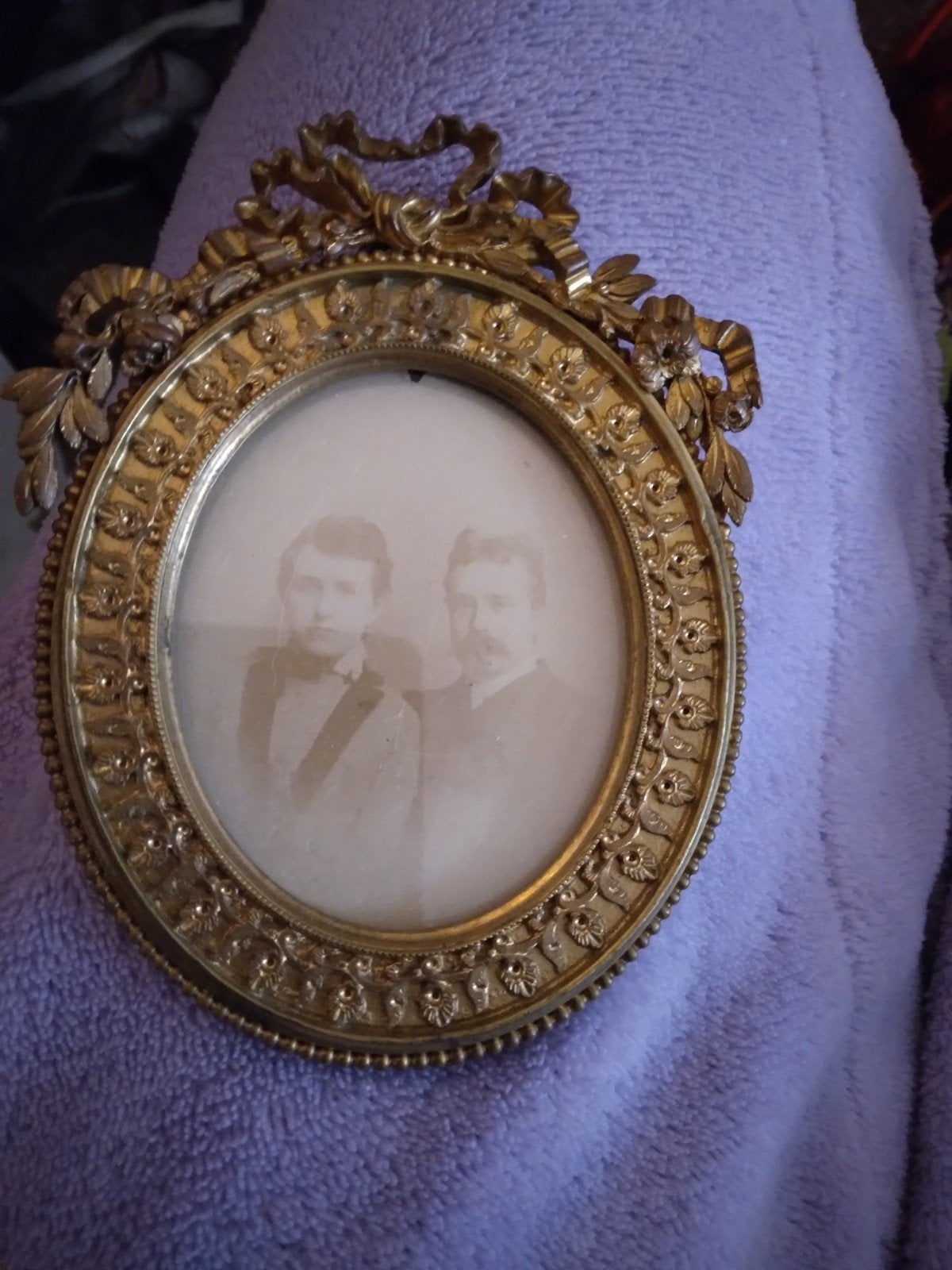 Antieke fotolijst met foto van twee mannen, Antiek en Kunst, Ophalen of Verzenden