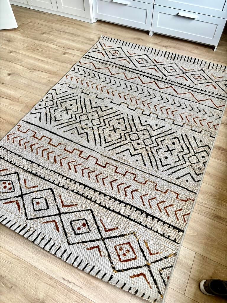 Vloerkleed japandi/vintage etc., Ophalen, 100 tot 150 cm, Crème, 200 cm of meer