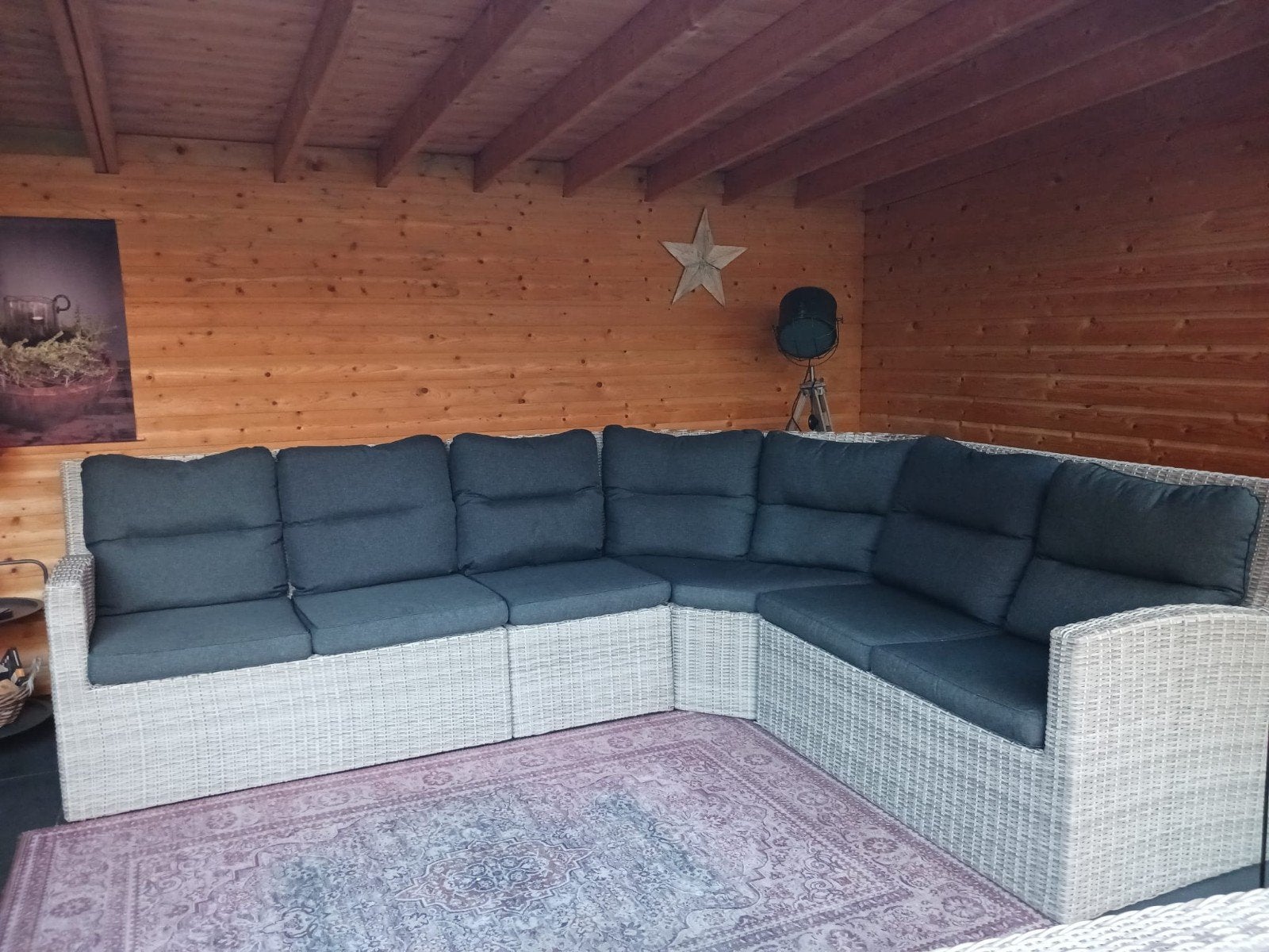 Grijze loungebank, Tuin en Terras, Tuintafels, Ophalen, Gebruikt, Rechthoekig, Wicker
