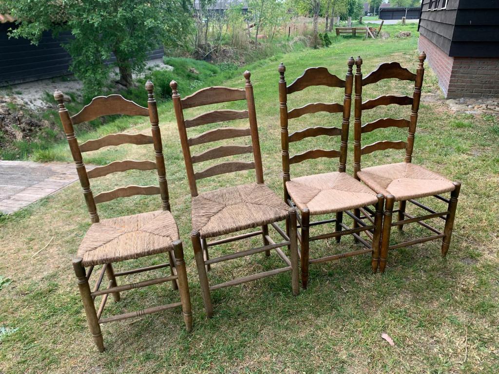 houten boeren stoelen met rieten mat, Ophalen of Verzenden