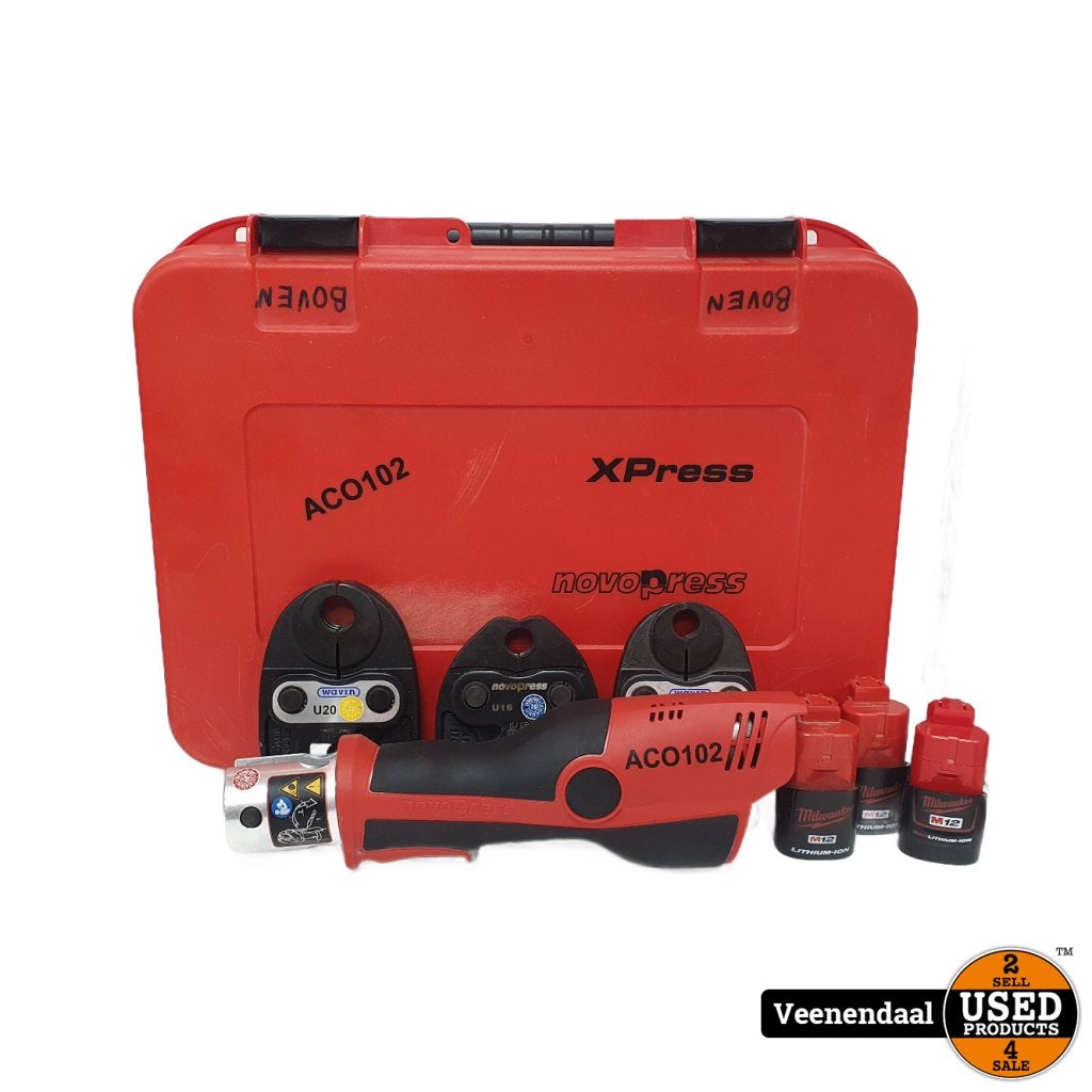 NovaPress ACO102 Perstang Compleet 3x Accu, Lader, 3x Bekken, Milwaukee, Gebruikt, Support@milwaukee.com, Milwaukee Electric Tool Corporation, 13135 W. 
Lisbon Road, Brookfield, WI 53005
USA