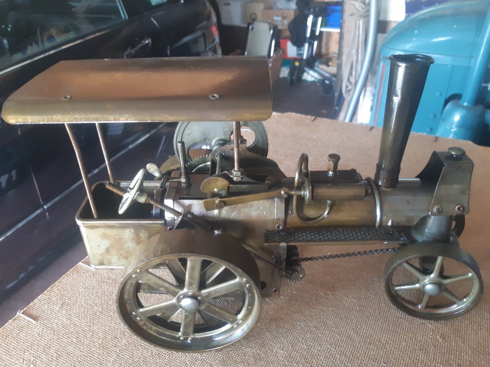 Stoomtractor model 32x14x20 cm - Vintage decoratie, Gebruikt, Ophalen, Overige merken, Groter dan 1:32