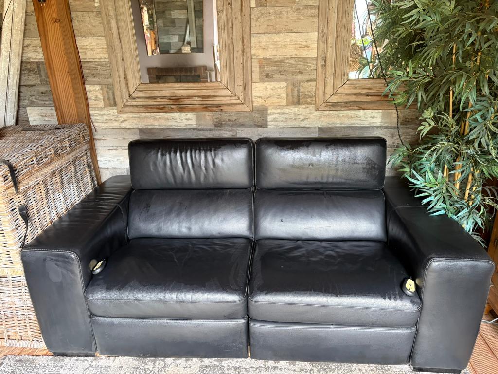 Bank relax, Ophalen, 100 tot 125 cm, Tweepersoons, Leer
