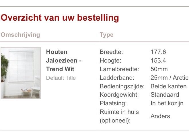 Houten Jaloezieën - Wit 177.6x153.4cm (bxh), Huis en Inrichting, Ophalen, Jaloezie, Overige merken, Wit