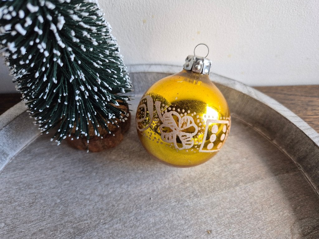 Vintage kerstbal geel/goud 546, Diversen, *, Gebruikt, *, Ophalen of Verzenden