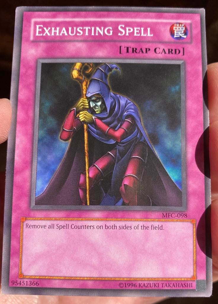Yu-Gi-Oh! Exhausting Spell MFC Old US Print !, Ophalen of Verzenden, Gebruikt, Losse kaart