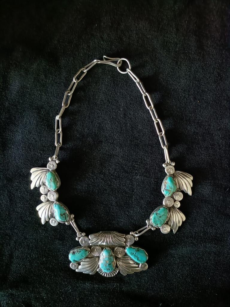 Vintage Navajo Ketting - Sterling Zilver & Turkoois, Ophalen of Verzenden
