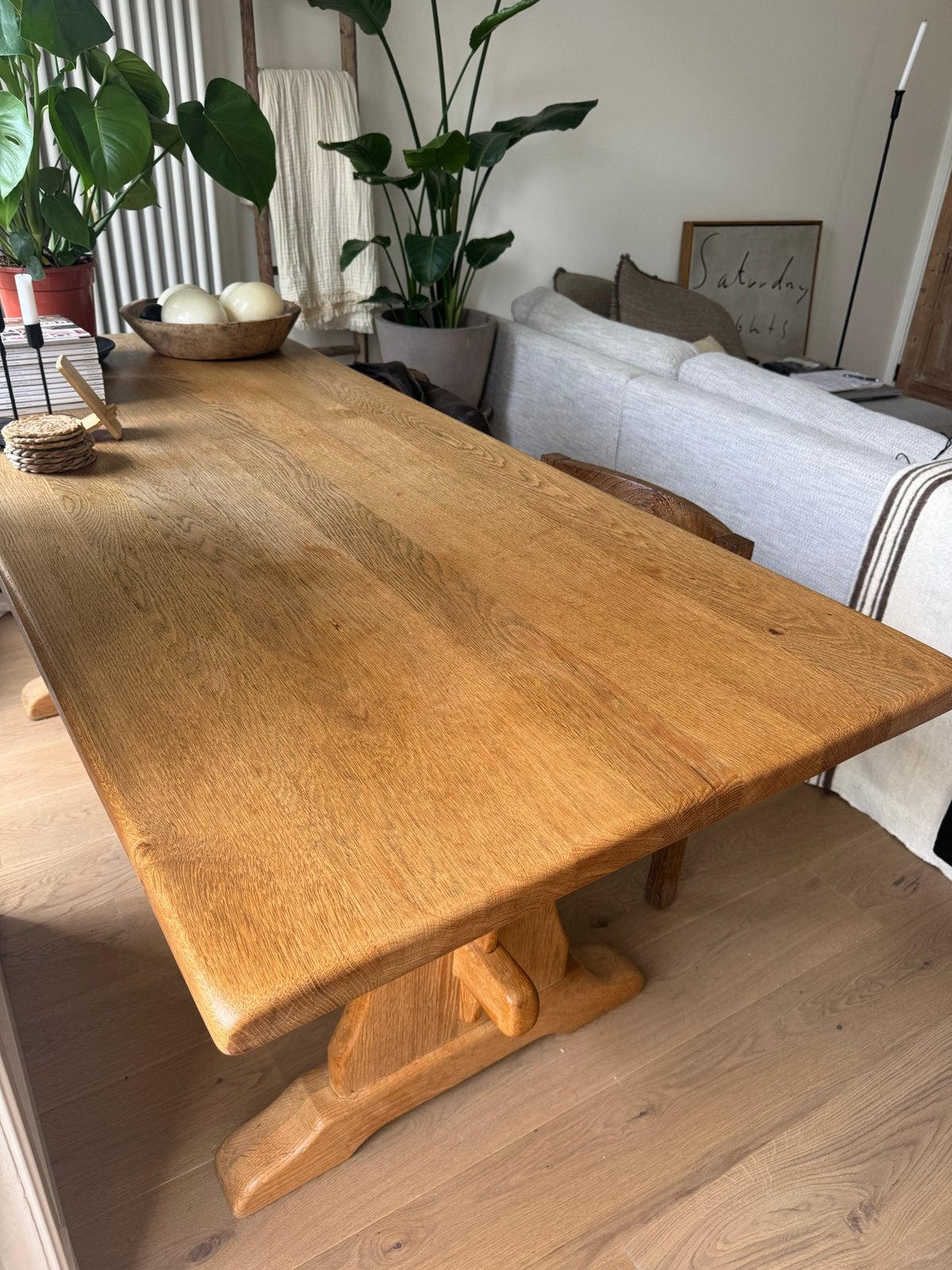 Eikenhouten kloostertafel 190x80 cm, Ophalen, Eikenhout, 50 tot 100 cm, Zo goed als nieuw