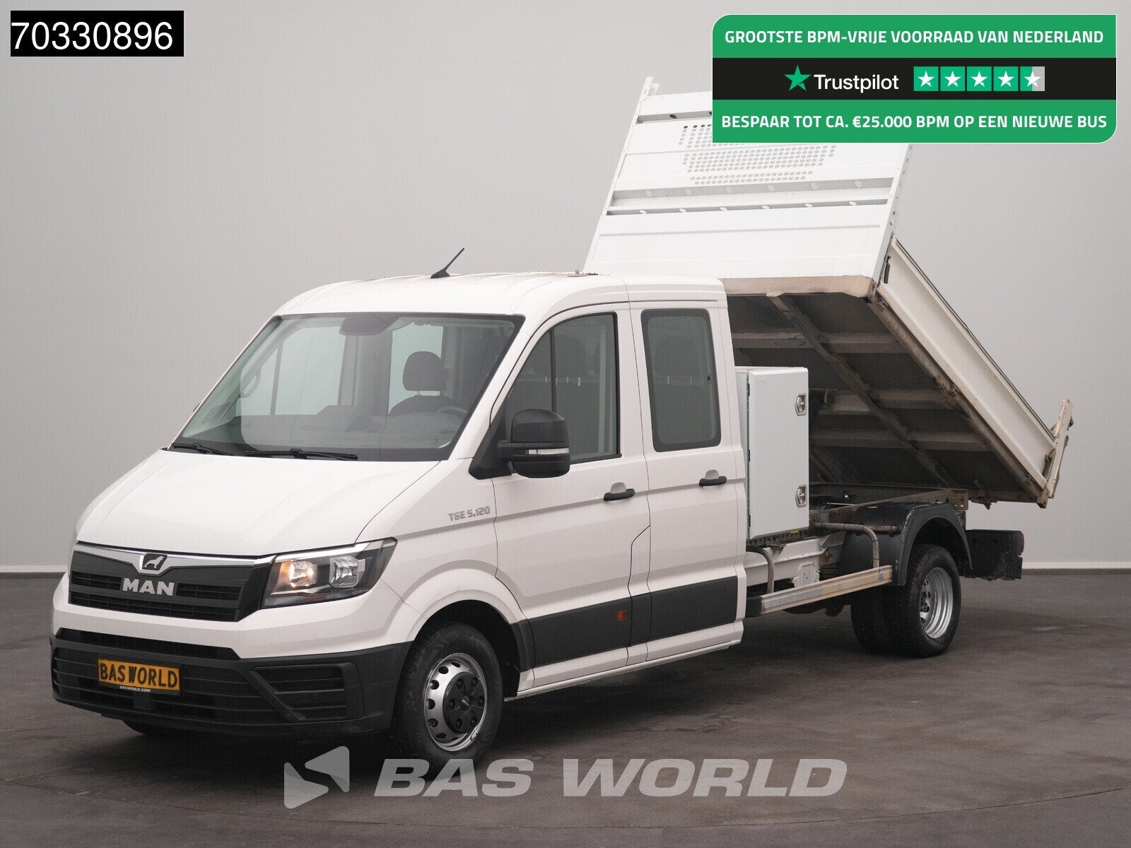 MAN TGE 5.120 Dubbel Cabine Kipper met Kist Dubbellucht 3,5t, Auto's, Stof, Gebruikt, Euro 6, 4 cilinders
