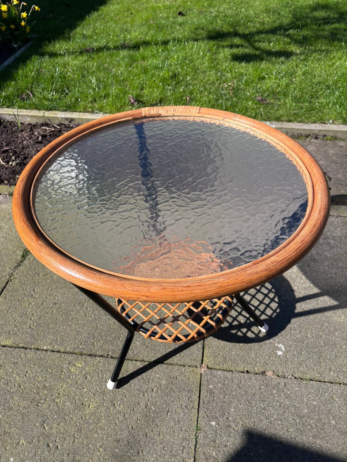 Rohe noordwolde tafeltje bijzettafeltje vintage, Huis en Inrichting, Minder dan 55 cm, Gebruikt, Rond, Glas