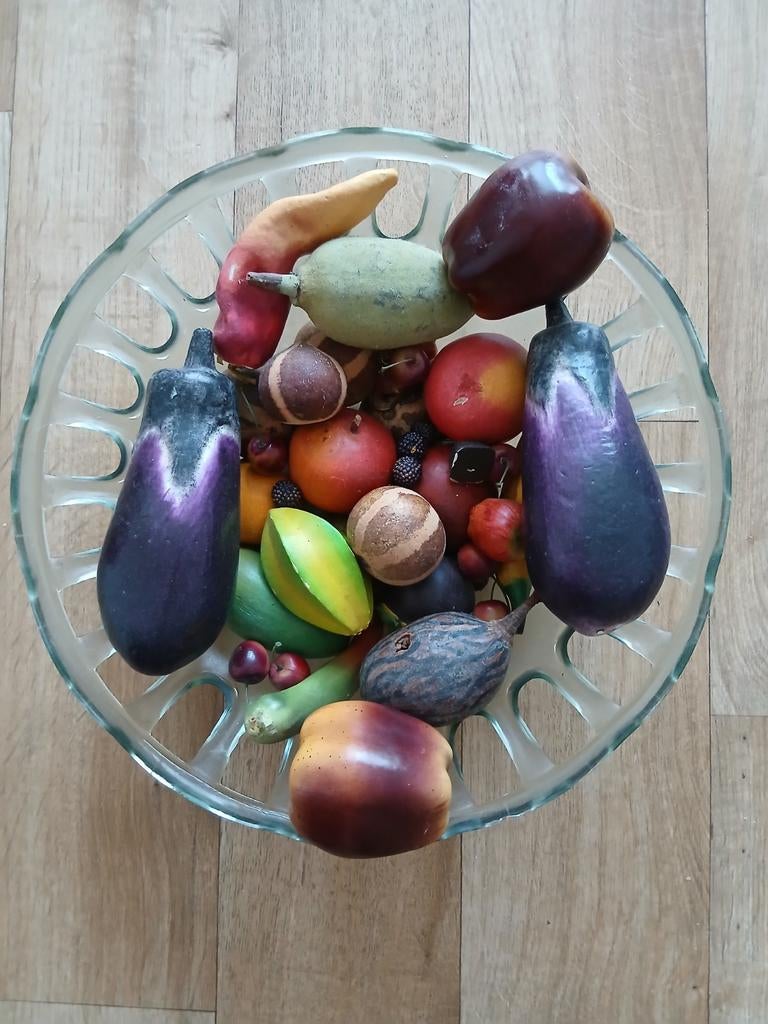 Schaal + Kunstfruit, Ophalen of Verzenden, Zo goed als nieuw, Rond, Glas