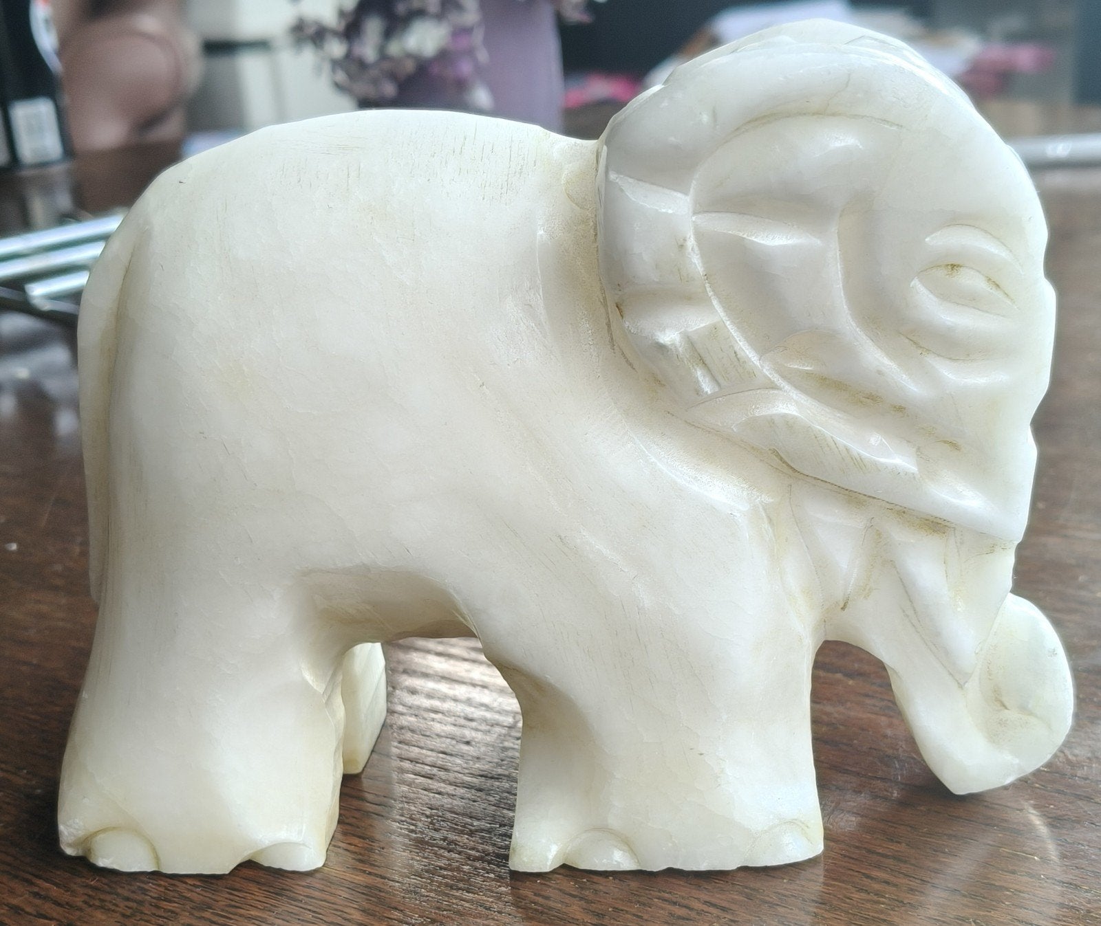speksteen, Vintage olifant beeldje - Handgesneden, Ophalen of Verzenden