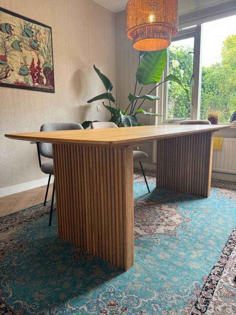 Eiken eettafel Loods 5 - Philip met optionele stoelen, Ophalen, 50 tot 100 cm, Eikenhout, Zo goed als nieuw