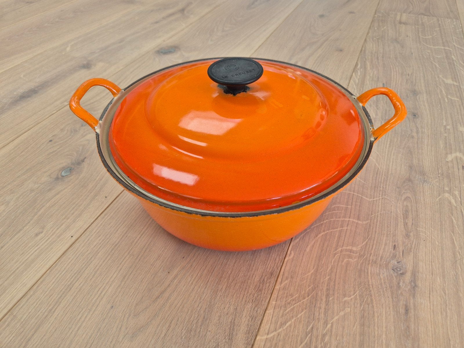 Le Creuset gietijzeren braadpan 28 cm, Ophalen, Gebruikt, Met deksel, Le Creuset