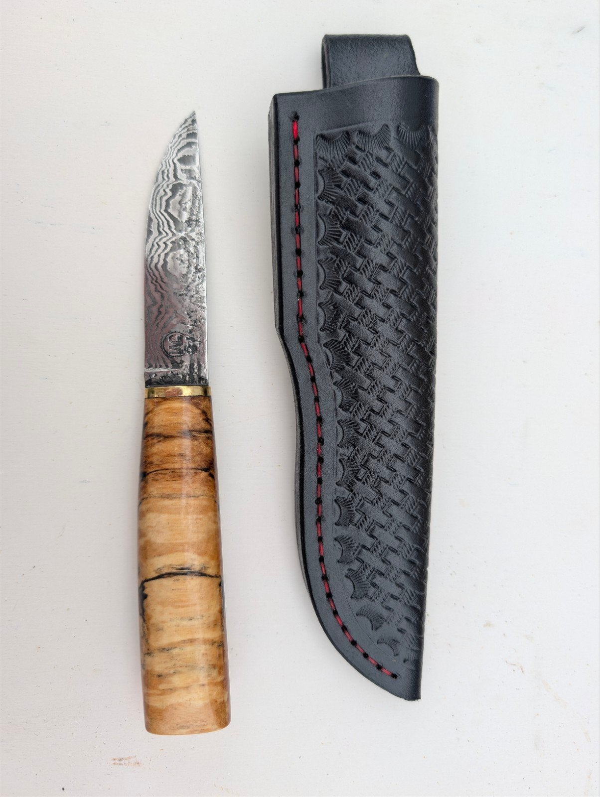 Handgemaakt mes, gestabiliseerd spalted berk handvat, puukko, Ophalen of Verzenden