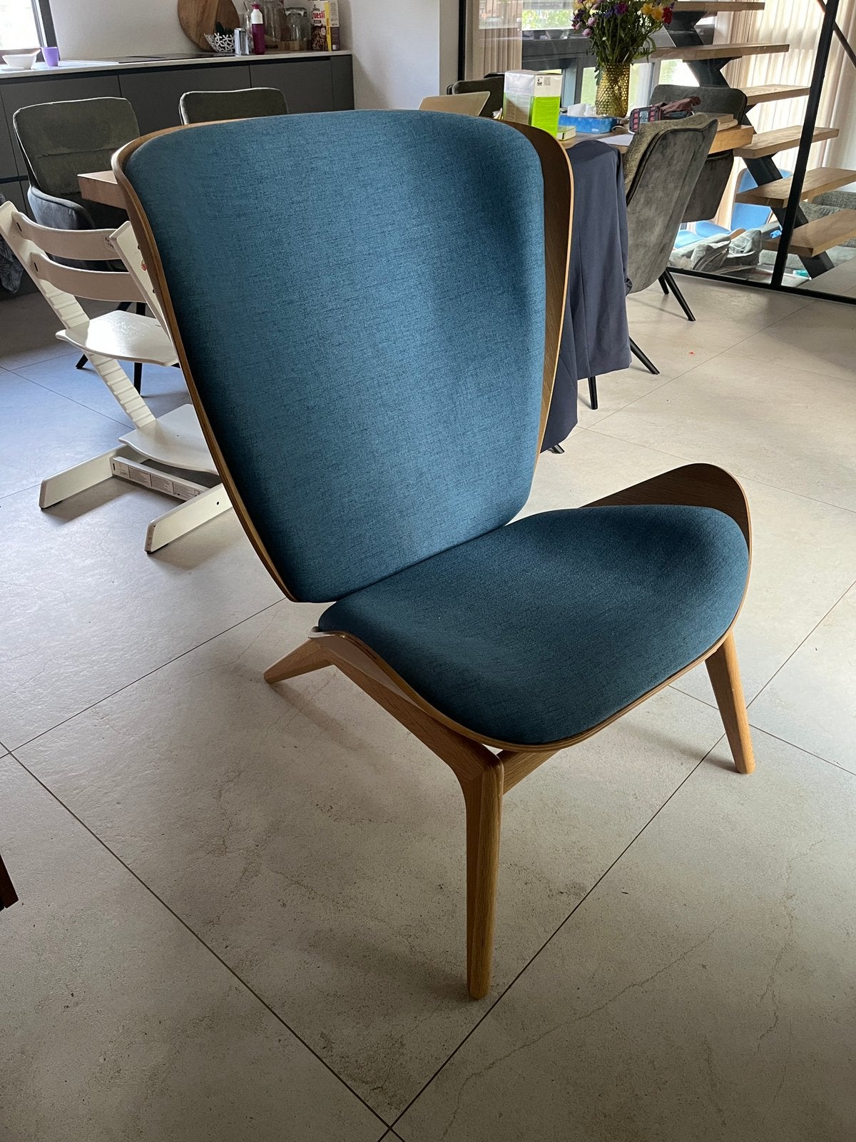 2x Umage The Reader designfauteuils met Ottoman hocker, Ophalen, Twee, Blauw, Zo goed als nieuw