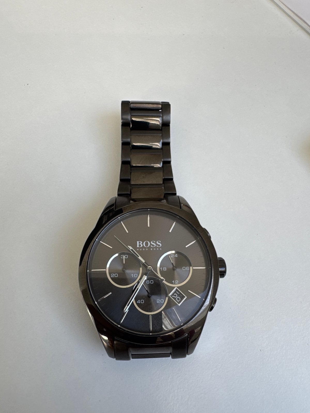 Hugo Boss Herenhorloge - Zwart Staal Chronograaf, Overige merken, Staal, Polshorloge, Ophalen of Verzenden