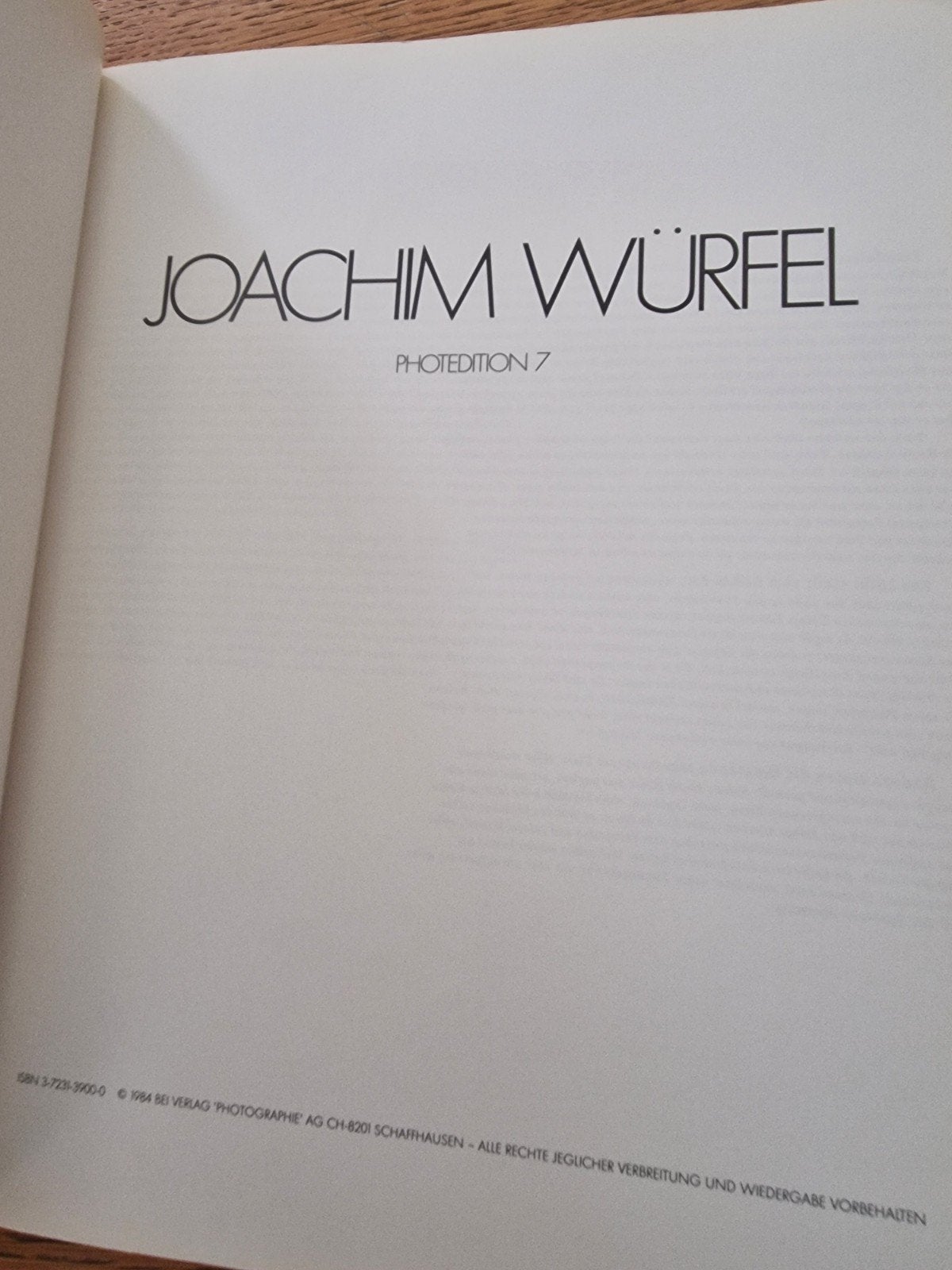 Joachim Würfel - Photedition 7 - Fotoboek, Ophalen of Verzenden, Zo goed als nieuw, Fotografie algemeen, Joachim Würfel