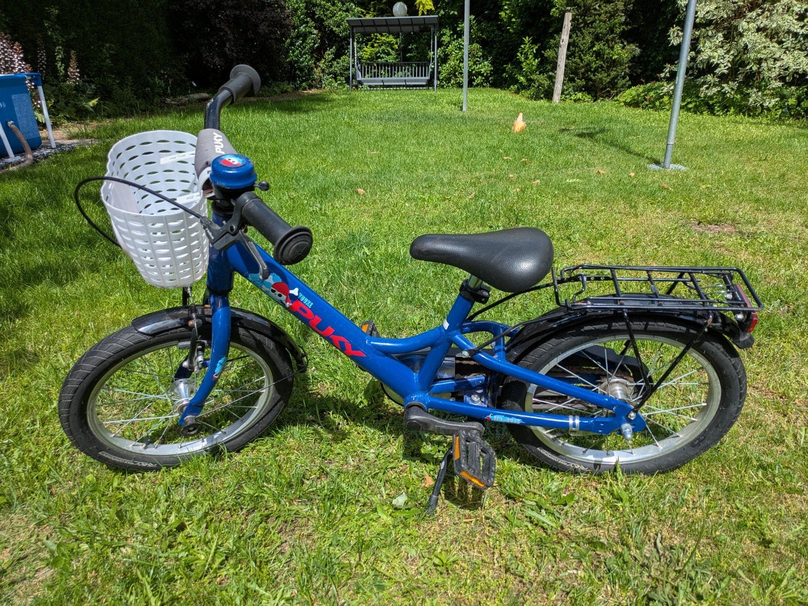 Puky Youke 16 inch kinderfiets blauw met mandje (3+ jaar), Ophalen, Gebruikt, 16 tot 20 inch, Puky