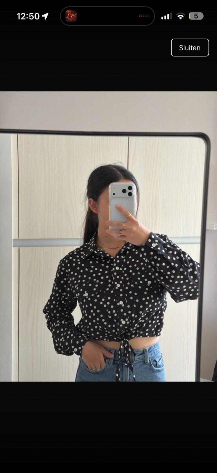 Polka dots blouse, Verzenden, Zo goed als nieuw, Maat 34 (XS) of kleiner, Zwart