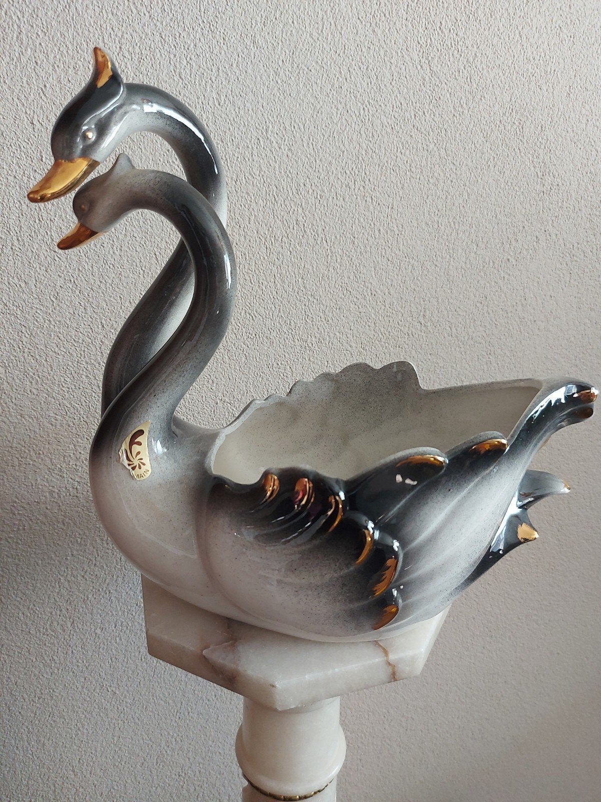 Vintage bloempot zwaan, Ophalen of Verzenden