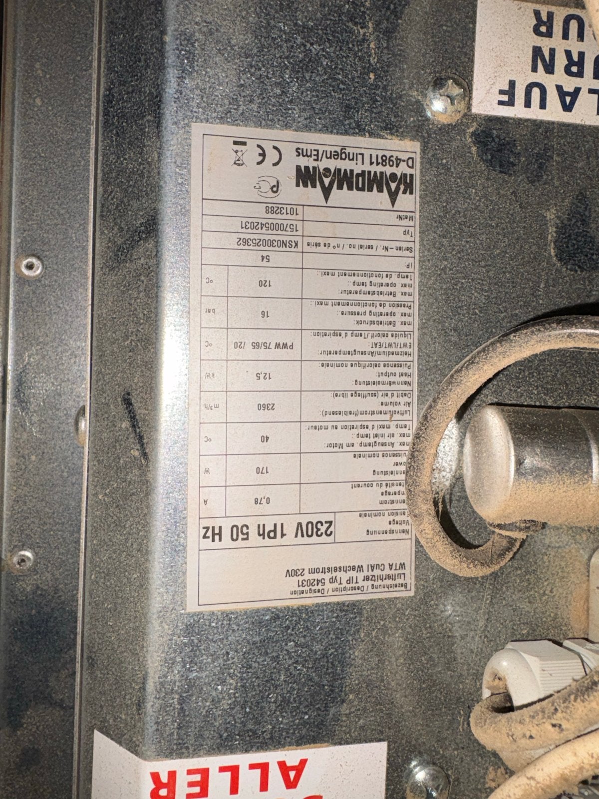 Kampmann Lufterhitzer WTA CUAl 230V, 12.5 kW, Doe-het-zelf en Verbouw, Verwarming en Radiatoren, Ophalen of Verzenden, Gebruikt