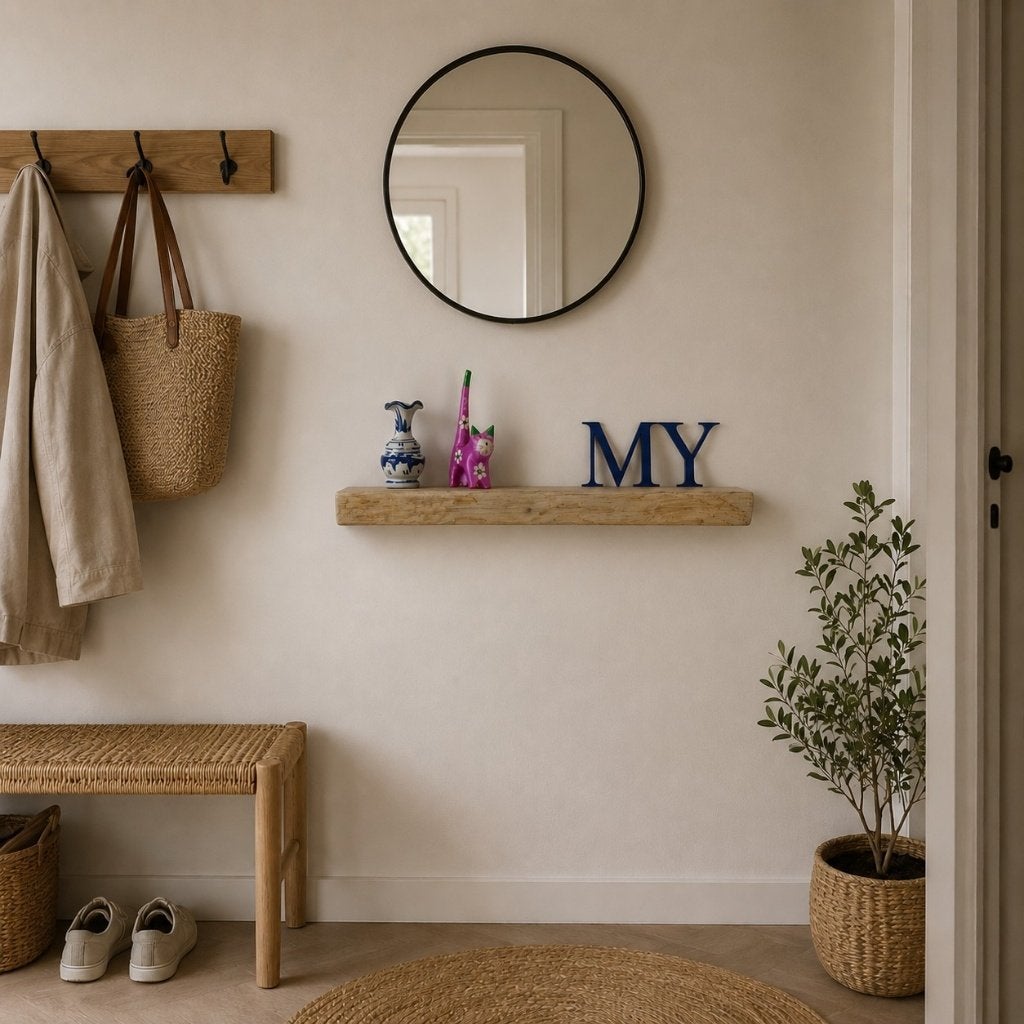 Wandplank massief EIKEN zwevend decoratief schap 57cm #292, Houtatelier M.Y., Info@myhoutatelier.nl, Nieuw, Ophalen of Verzenden