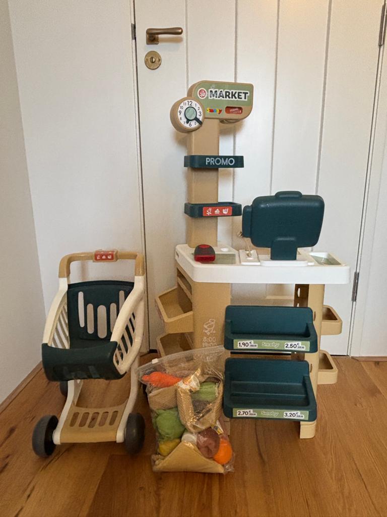 Smoby Supermarkt Speelset met Winkelwagen en Accessoires, Ophalen, Zo goed als nieuw