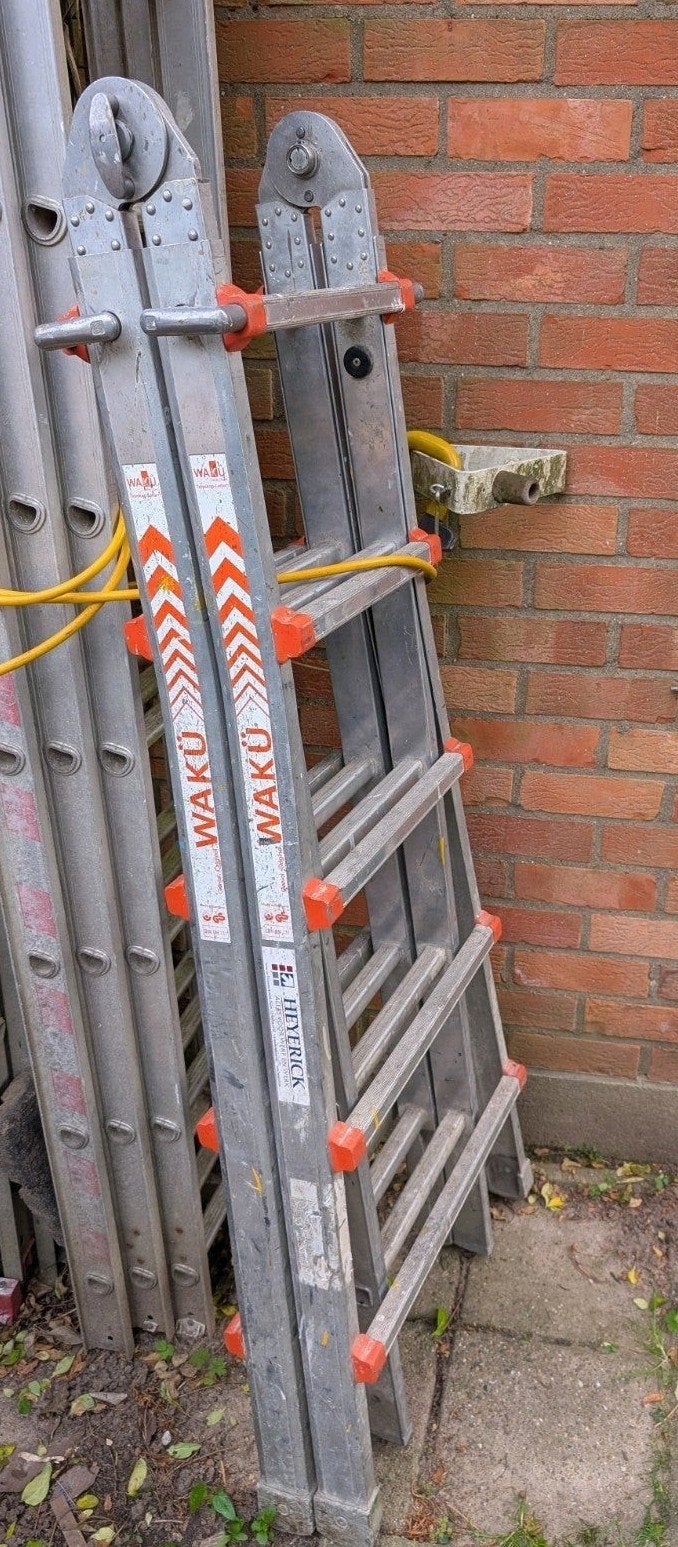 WAKU/4x5/TELESCOPISCHE TRAP/LADDER/TRAP/VOUWLADDER, Ophalen, Gebruikt, Trap, Opvouwbaar of Inschuifbaar