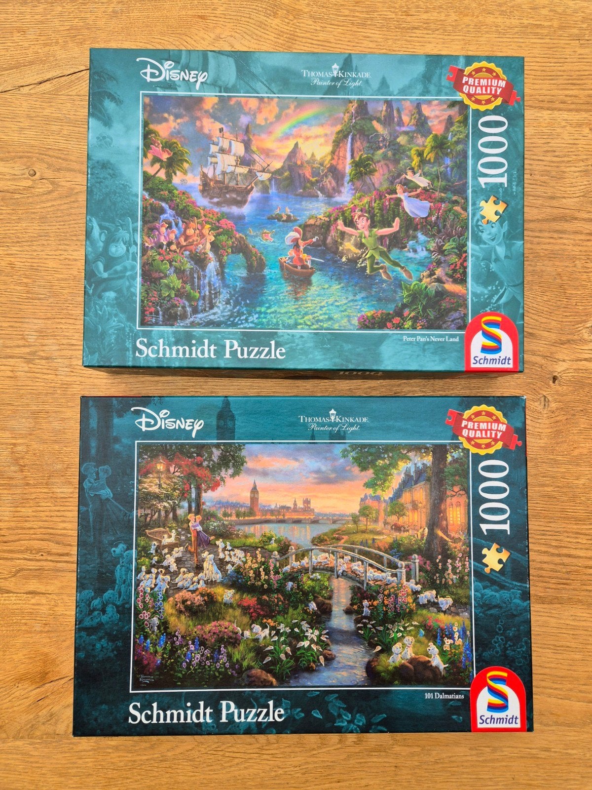 2x Disney Thomas Kinkade Schmidt Puzzel 1000 stukjes, Ophalen of Verzenden, 500 t/m 1500 stukjes, Zo goed als nieuw, Legpuzzel