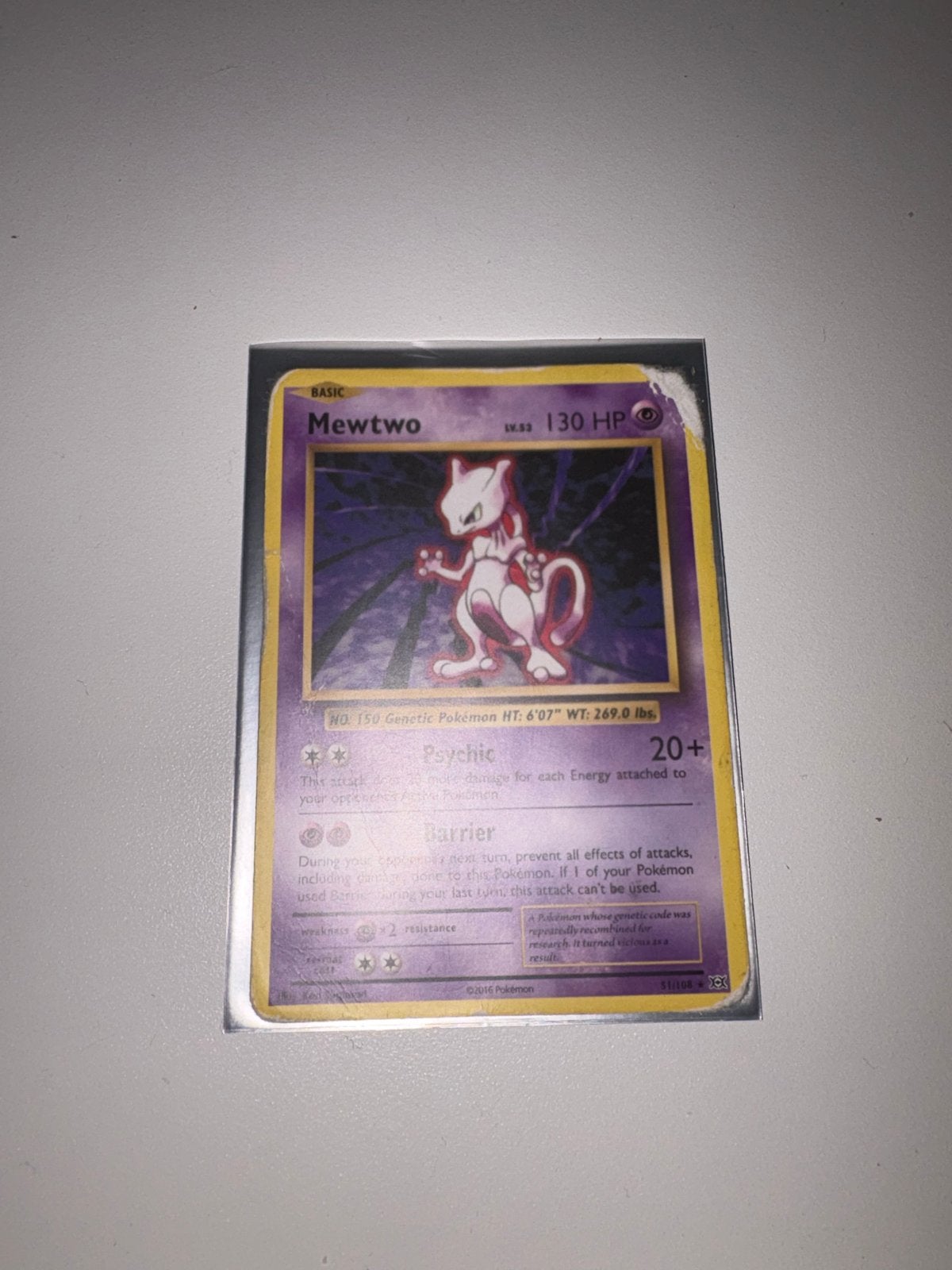 Mewtwo Pokémon kaart - Basic 130 HP, Ophalen of Verzenden, Gebruikt, Losse kaart