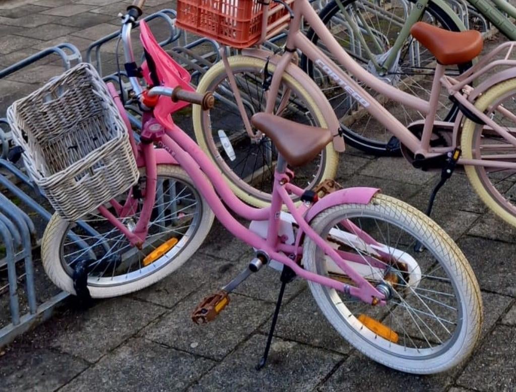 Roze kinderfiets, gebruikt (zonder mandje), Ophalen of Verzenden, Gebruikt, 16 tot 20 inch