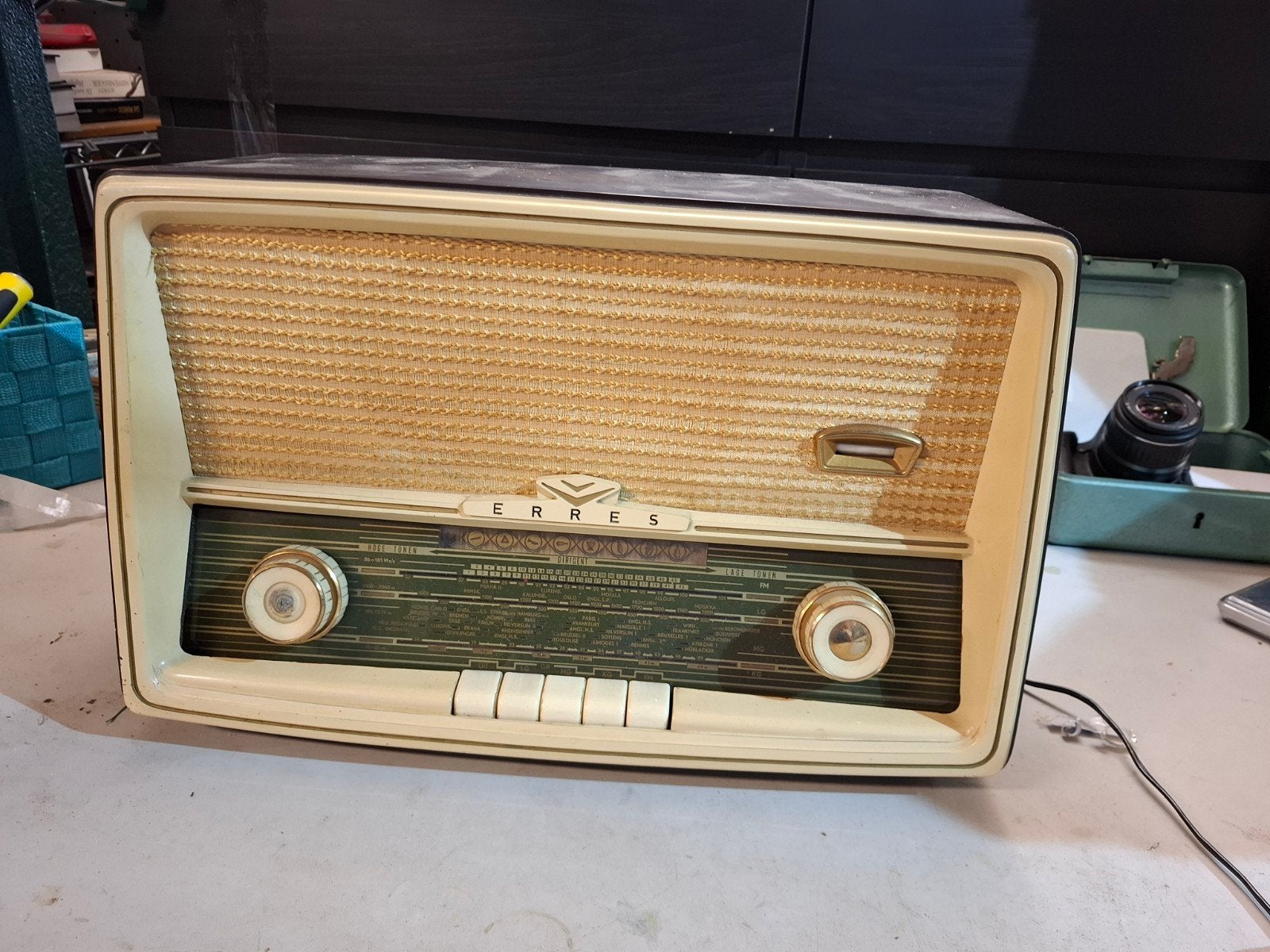 Vintage Erres Radio KY584 - Klassieke buizenradio, Gebruikt, Erres, Onbekend, Ophalen of Verzenden