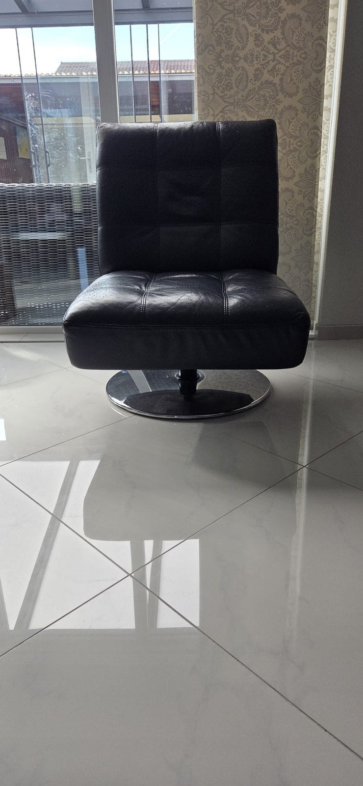 Bankstel en draaifauteuil, Huis en Inrichting, Banken | Voetenbanken en Poefen, Ophalen, Gebruikt, 125 cm of meer, Modern
