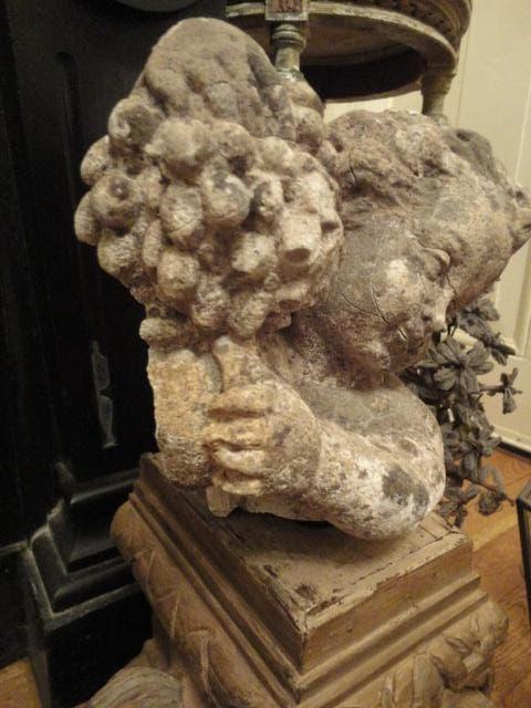 antiek FRANS ENGEL ORNAMENT/PUTTI van ZANDSTEEN, 18e eeuw, Ophalen