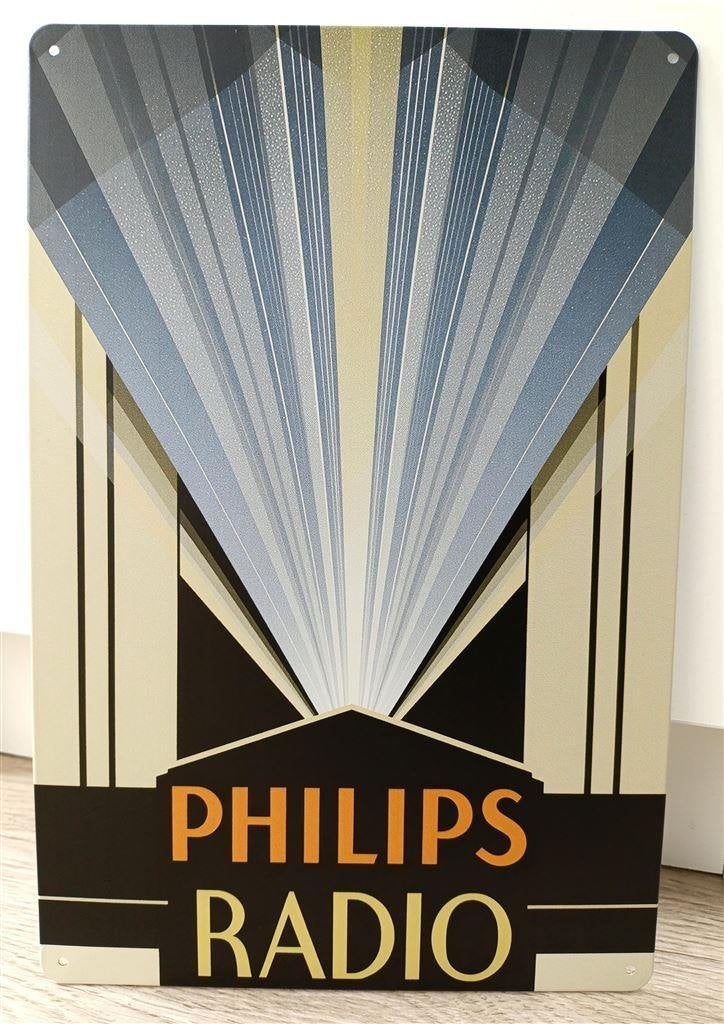 PHILIPS Radio Deco Reclame Metalen wandbord plaat, Verzenden