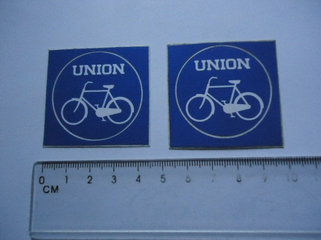 sticker oud UNION fiets racefiets retro plastic logo 2 x, Verzenden, Zo goed als nieuw, Bedrijf of Vereniging