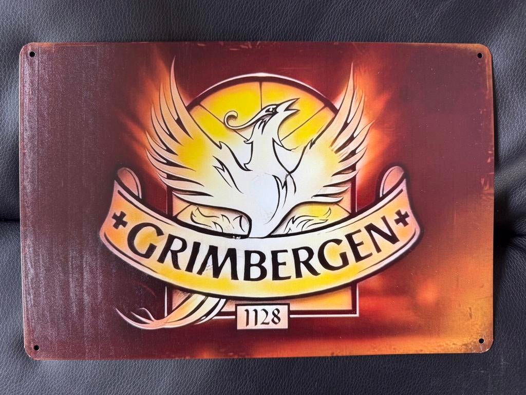 Grimbergen Reclamebord - Metalen Plaat 30 bij 20, Ophalen of Verzenden, Gebruikt, Reclamebord